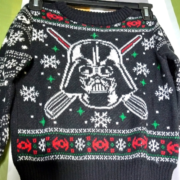 STAR WARS Christmas New.. Sweater Boy's Size 3 black color. - Picture 3 of 7